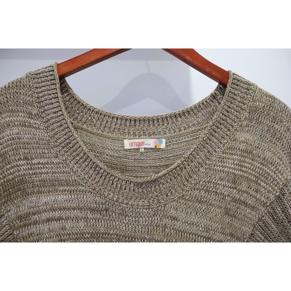 Umgee USA Womens Large Long Sleeve V-Neck Tan Sweater Pockets Cotton Blend - Picture 4 of 7